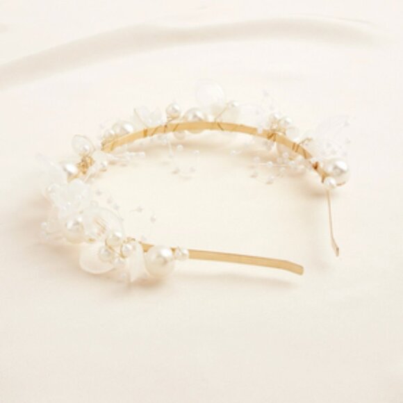 NWT Azazie Pearl White Gold Boho Headband - Picture 3 of 5